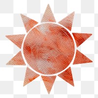 Watercolor textured paper sun sticker design element