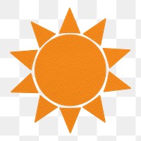 Orange textured paper sun sticker design element