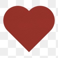 Red textured paper heart shaped sticker design element