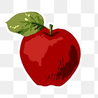 Vectorized red apple sticker with white border design element