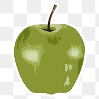 Vectorized green apple fruit sticker with a white border