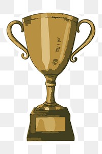 Vectorized gold trophy sticker with a white border