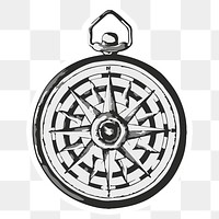 Vectorized compass sticker with a white border