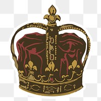 Vectorized vintage crown sticker with a white border