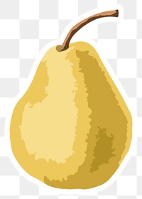 Vectorized pear sticker overlay with white border design element