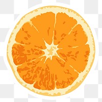 Hand drawn vectorized half of tangerine orange sticker with white border design element