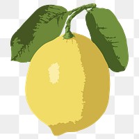 Vectorized yellow lemon sticker overlay design element
