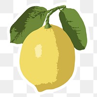 Vectorized yellow lemon sticker overlay with white border design element