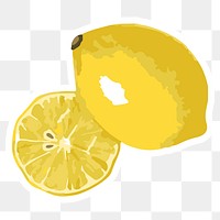 Vectorized yellow lemon sticker overlay with white border design element