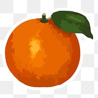Hand drawn vectorized tangerine orange sticker with white border design element