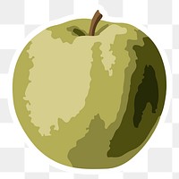 Vectorized green apple fruit sticker with white border design element
