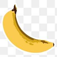 Vectorized banana fruit sticker overlay with a white border design element