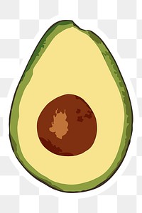 Vectorized avocado sticker overlay with white border design element