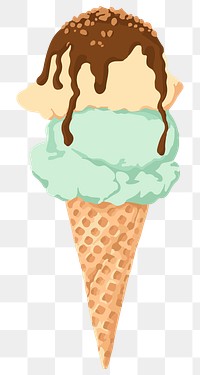 Vectorized ice cream scoops in a cone sticker overlay design element 