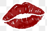 Vectorized red lips sticker with a white border
