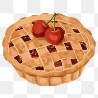 Hand drawn vectorized cherry pie sticker design resource