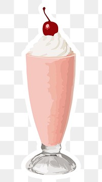  Vectorized Strawberry milkshake with a maraschino cherry