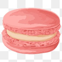 Vectorized hand drawn pink macaron sticker design resource