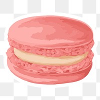 Vectorized hand drawn pink macaron sticker with a white border
