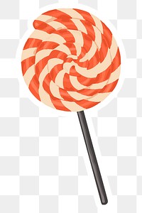 Vectorized hand drawn sweet lollipop sticker with a white border