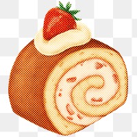 Halftone strawberry shortcake roll sticker overlay