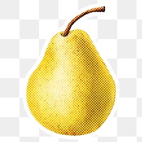 Halftone fresh pear sticker overlay with white border