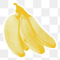 Halftone banana bunch sticker overlay with white border 