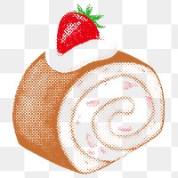 Halftone strawberry shortcake roll design element 