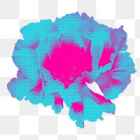 Funky halftone wild rose flower sticker overlay