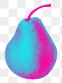 Funky neon halftone fresh pear sticker overlay