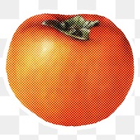 Halftone fresh tomato sticker overlay with white border 