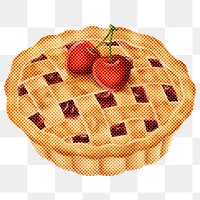 Halftone cherry pie design element 