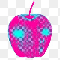 Funky halftone apple design element with white border 