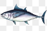 Hand drawn tuna fish halftone style sticker overlay