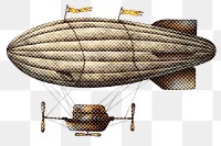 Hand drawn airship halftone style sticker overlay