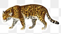 Hand drawn jaguar halftone style sticker overlay with a white border