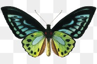 Hand drawn butterfly halftone style sticker overlay