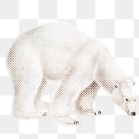 Hand drawn polar bear halftone style sticker overlay