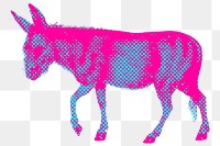 Hand drawn funky donkey halftone style sticker overlay