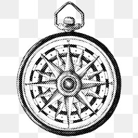 Halftone vintage compass sticker design element