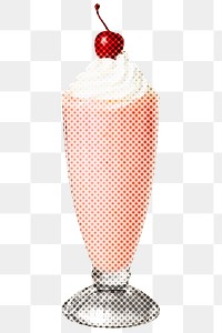 Halftone strawberry milkshake drink sticker design element