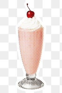 Halftone strawberry milkshake drink sticker with a white border