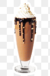 Halftone chocolate milkshake drink sticker with a white border