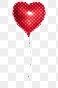 Halftone red heart shaped balloon sticker design element