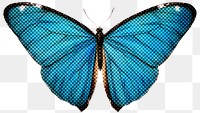 Halftone common blue butterfly sticker design element