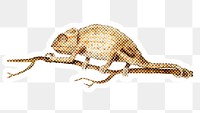 Halftone chameleon sticker  with a white border