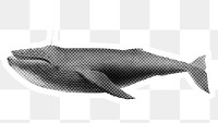 Halftone Humpback whale sticker with a white border