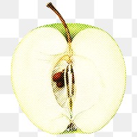Halftone green apple cut on a half sticker design element