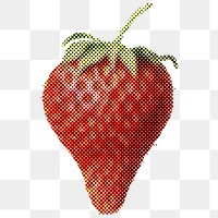 Halftone strawberry sticker design element