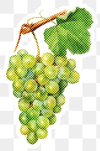 Halftone green grapes sticker with a white border